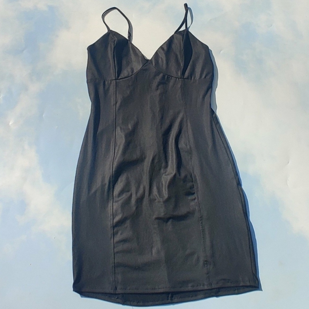 LBD Sexy Faux Leather Black Party Dress